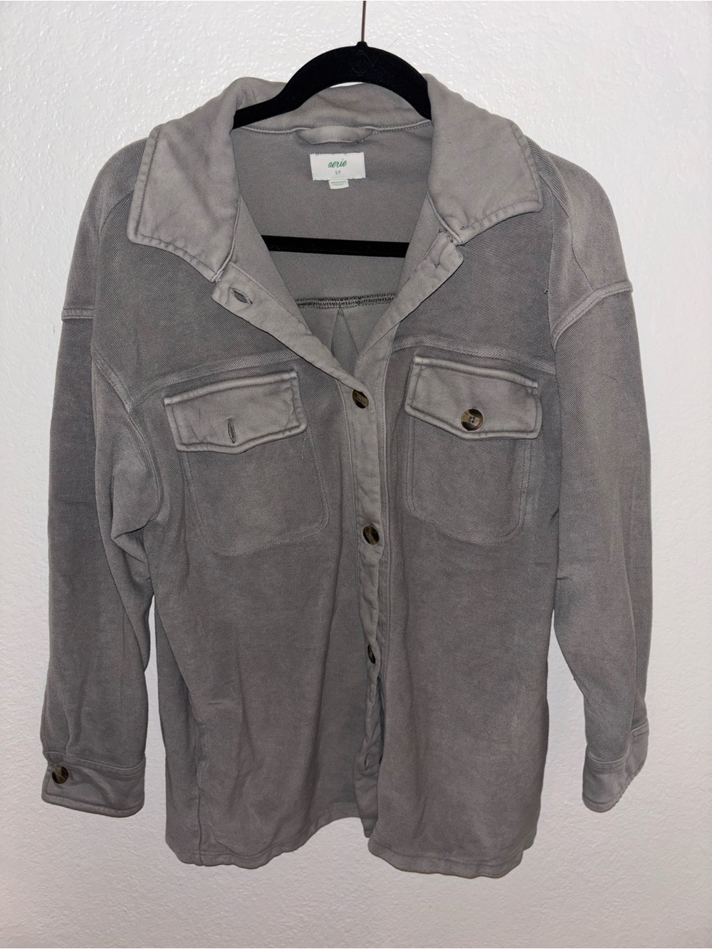 Aerie Light Gray Button-Up Jacket Cardigan Shawl Shirt